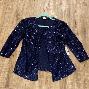 Charming Charlie Navy Blue Sequined Jacket NWT